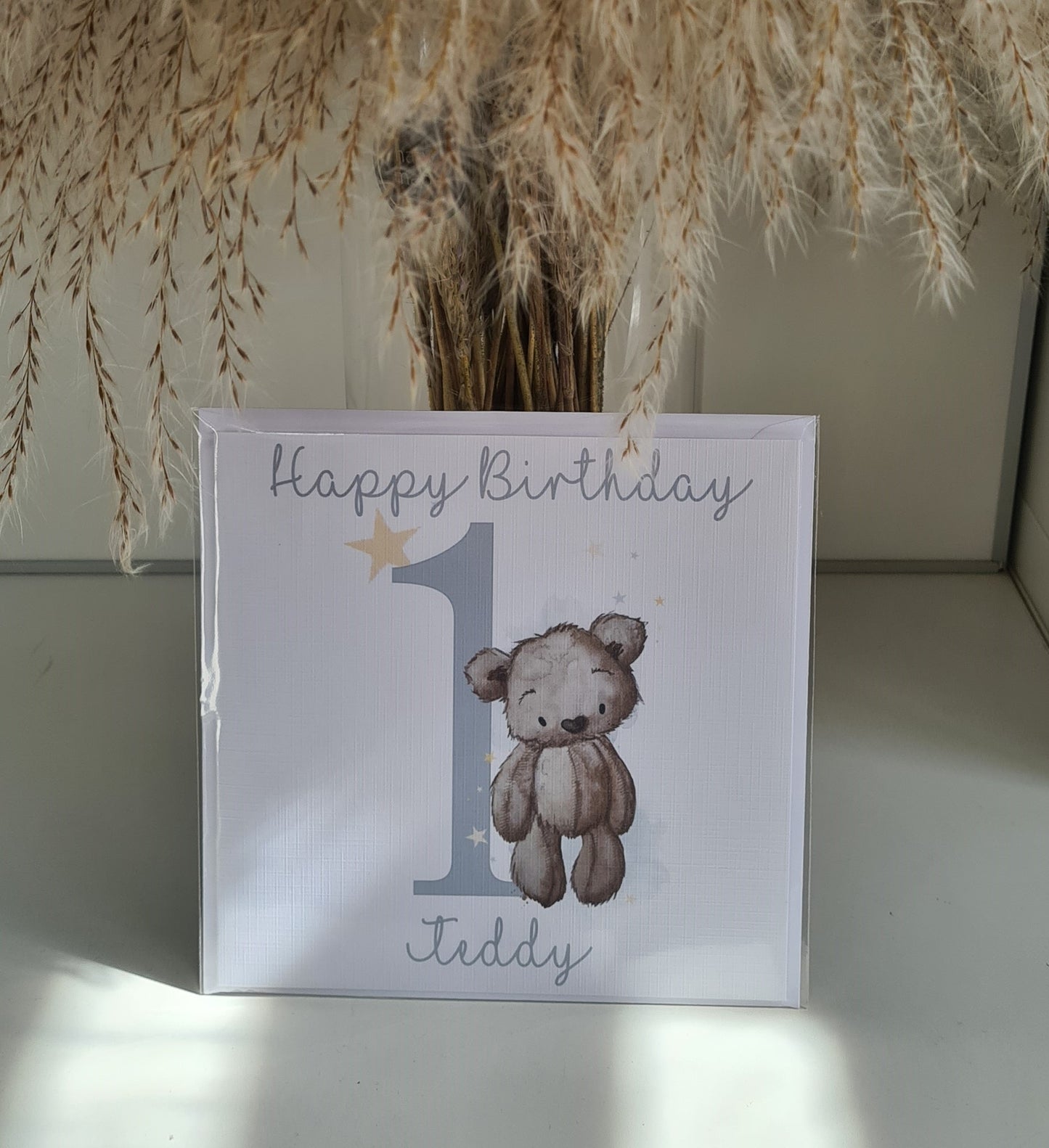Personalised Brown Teddy Bear Birthday Card - 1st 2nd 3rd