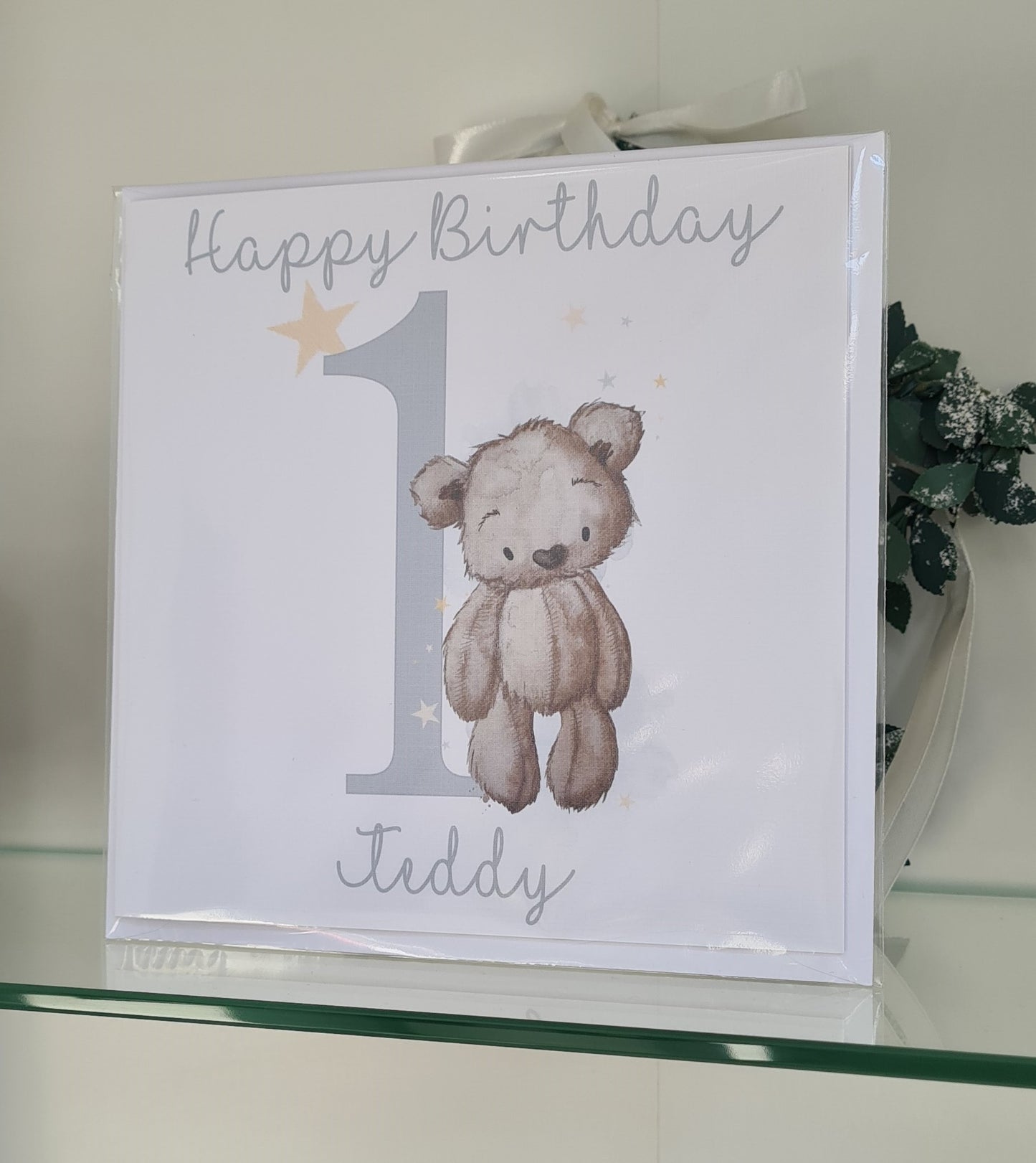 Personalised Brown Teddy Bear Birthday Card - 1st 2nd 3rd