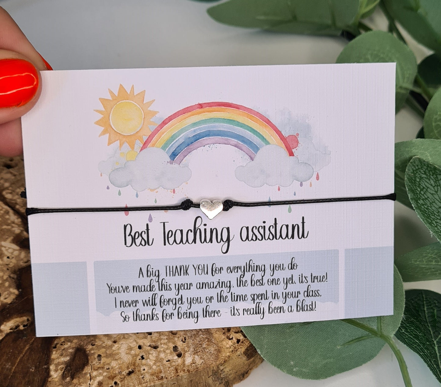 Best Teacher Thank You Wish Bracelet - Teaching Assistant Charm String Bracelet