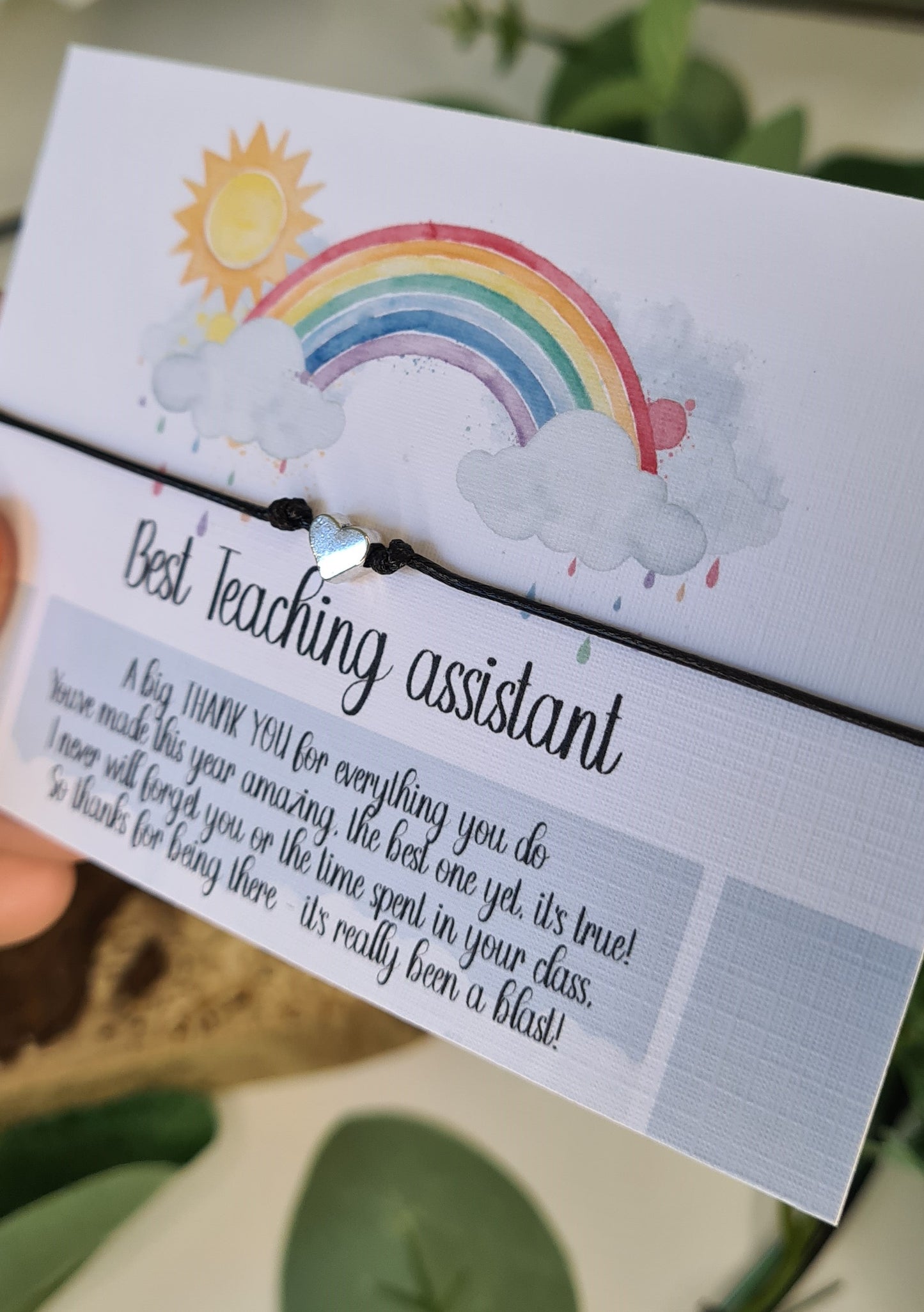 Best Teacher Thank You Wish Bracelet - Teaching Assistant Charm String Bracelet