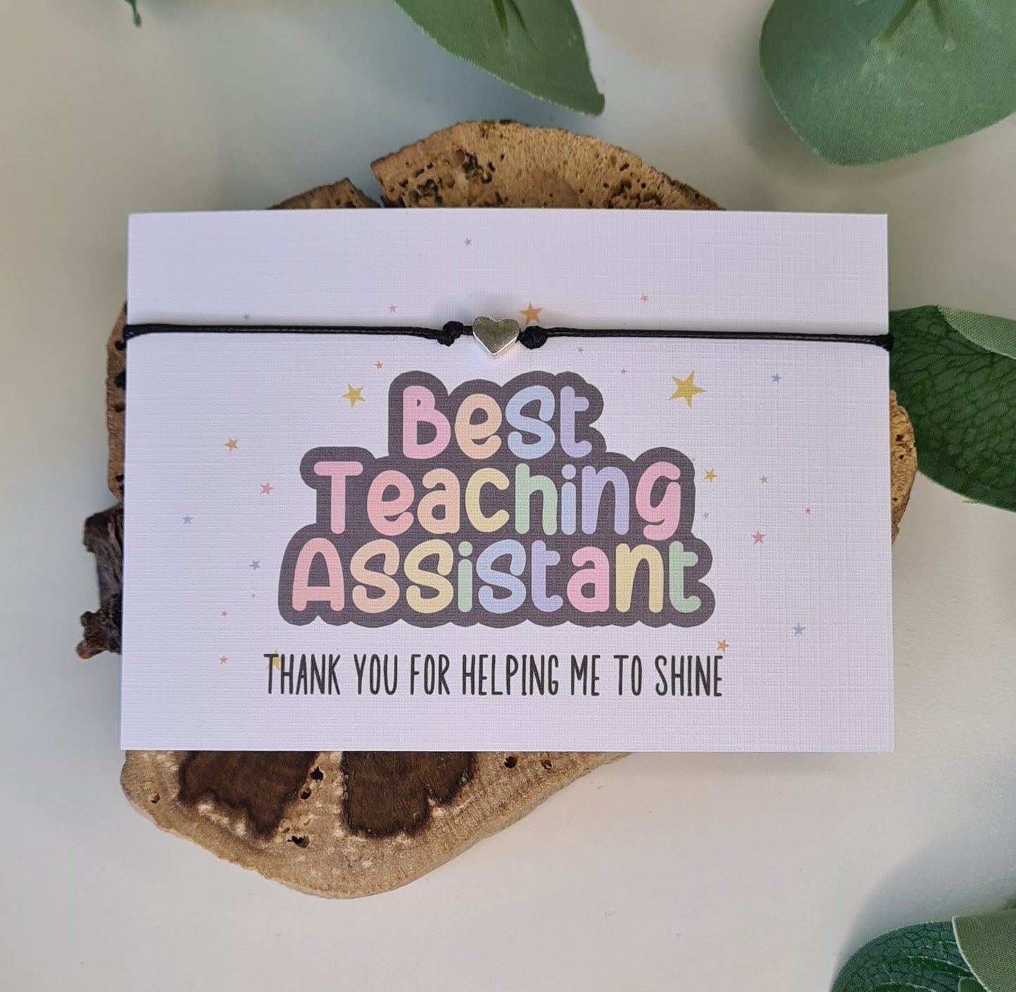 Best Teacher Thank You Wish Bracelet - Teaching Assistant Charm String Bracelet - Personalised Gift
