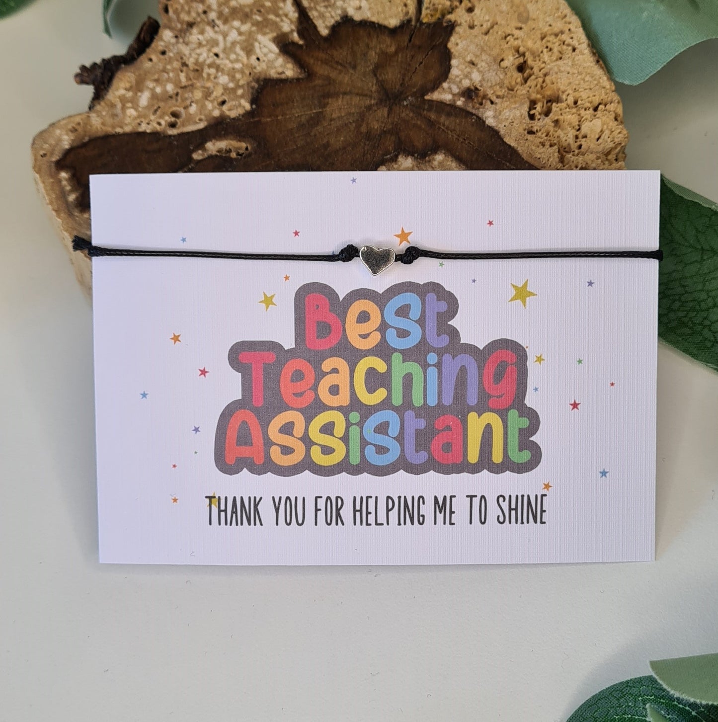Best Teacher Thank You Wish Bracelet - Teaching Assistant Charm String Bracelet - Personalised Gift