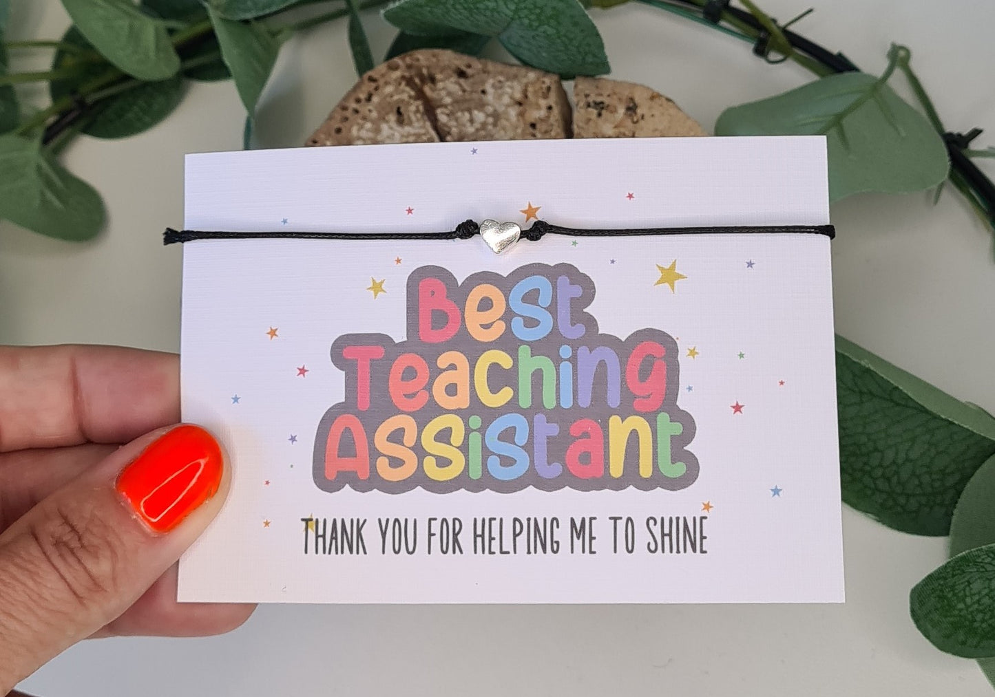 Best Teacher Thank You Wish Bracelet - Teaching Assistant Charm String Bracelet - Personalised Gift