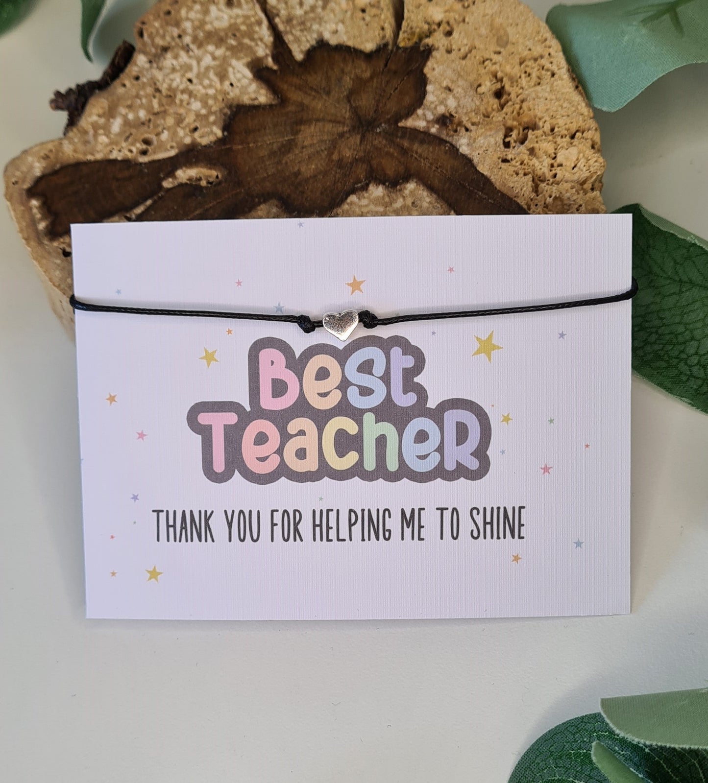 Best Teacher Thank You Wish Bracelet - Teaching Assistant Charm String Bracelet - Personalised Gift