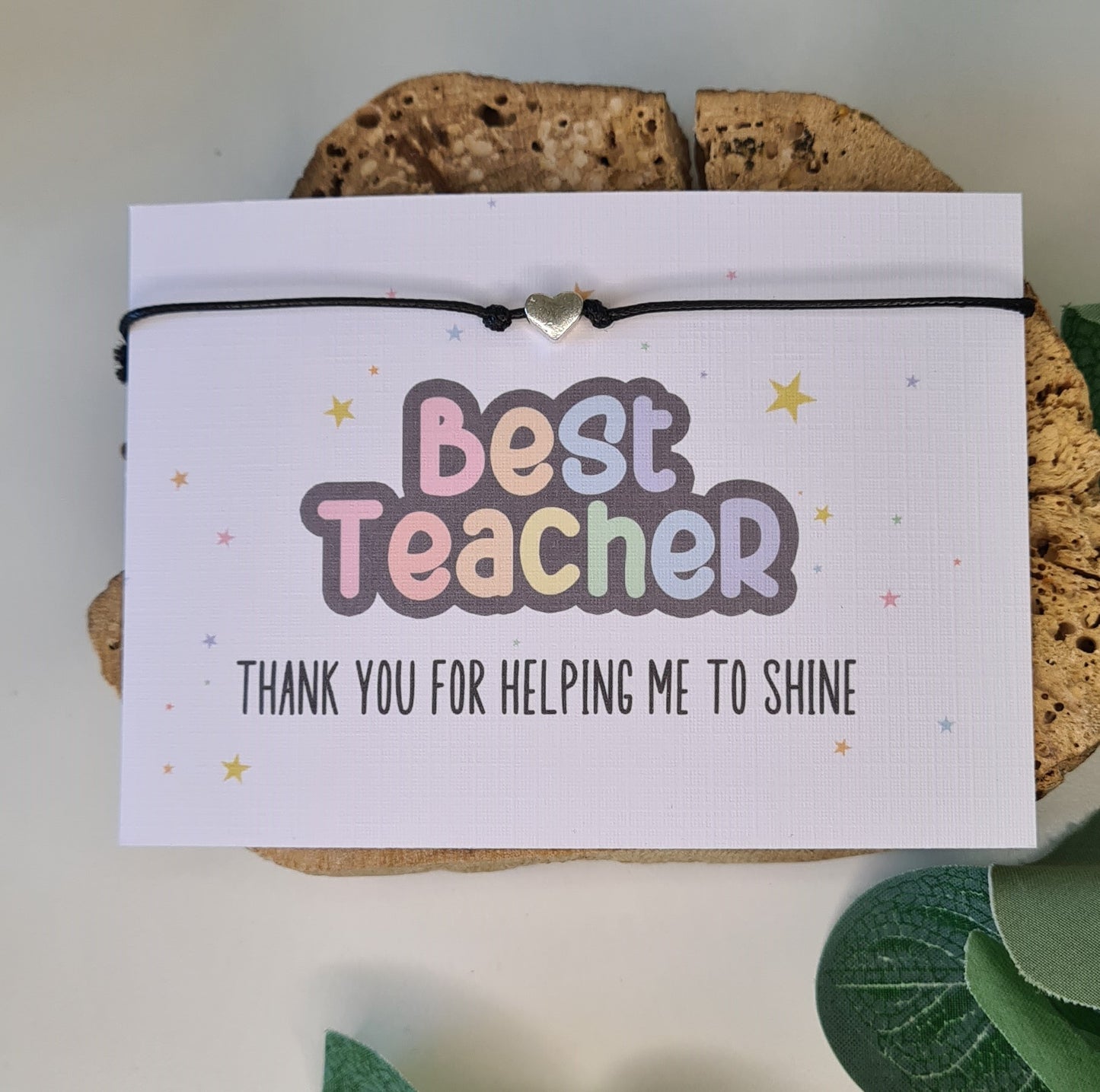 Best Teacher Thank You Wish Bracelet - Teaching Assistant Charm String Bracelet - Personalised Gift