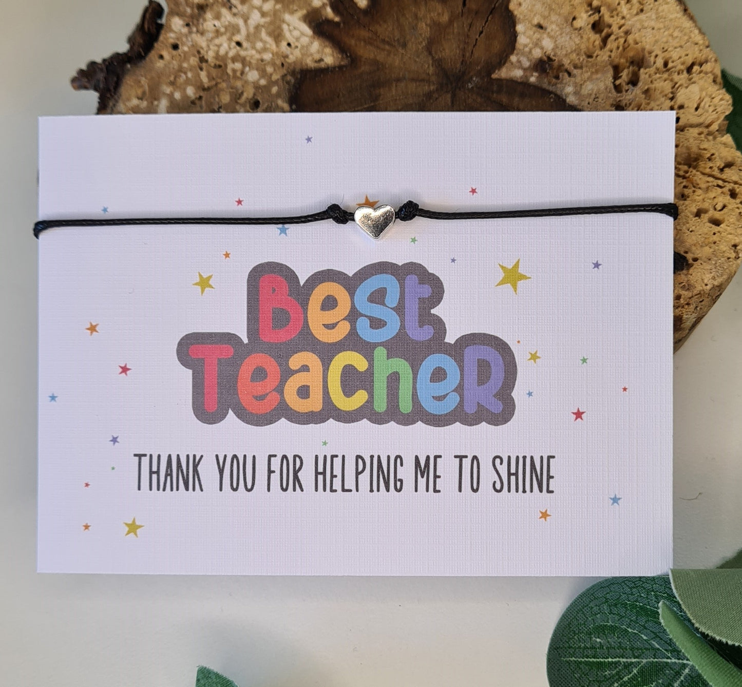 Best Teacher Thank You Wish Bracelet - Teaching Assistant Charm String Bracelet - Personalised Gift