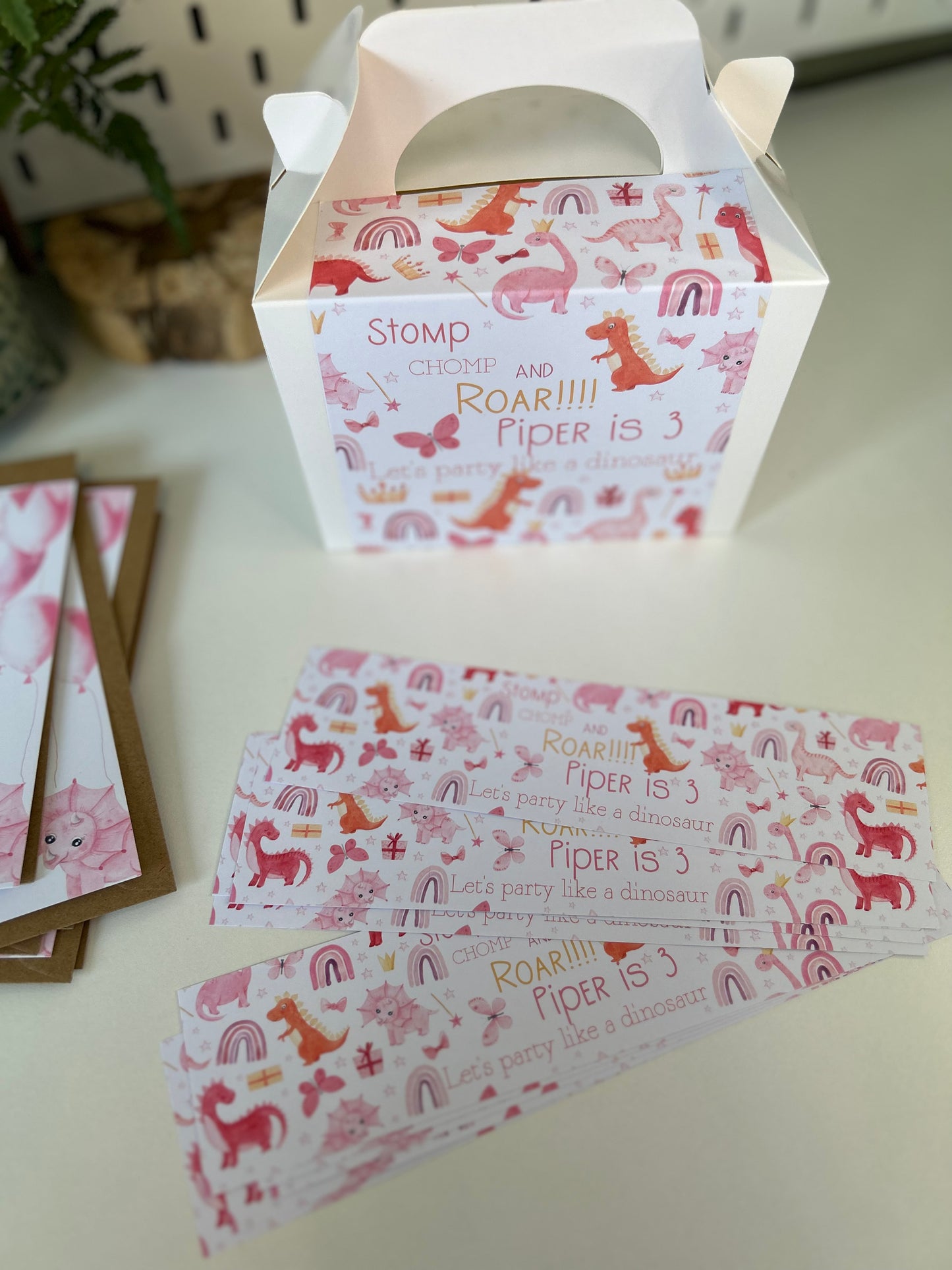 Personalised Pink Girls Dinosaur Party Invitation & Envelopes - Birthday - Limited Edition