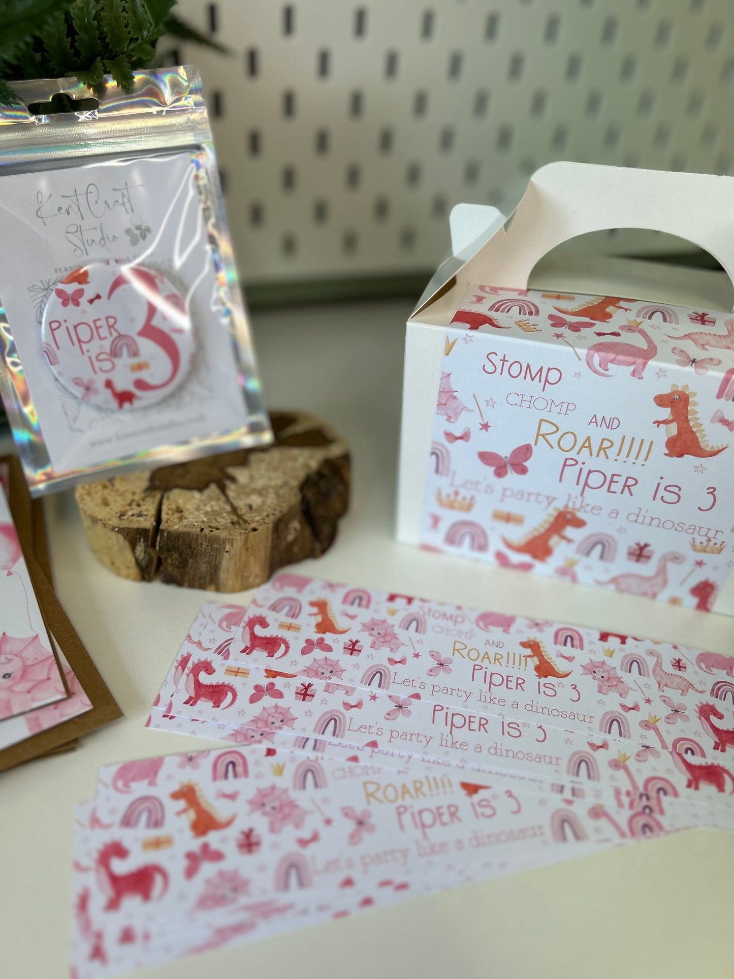 Stomp, Comp & ROAR Girls Pink Dinosaur Party Boxes - Birthday Party