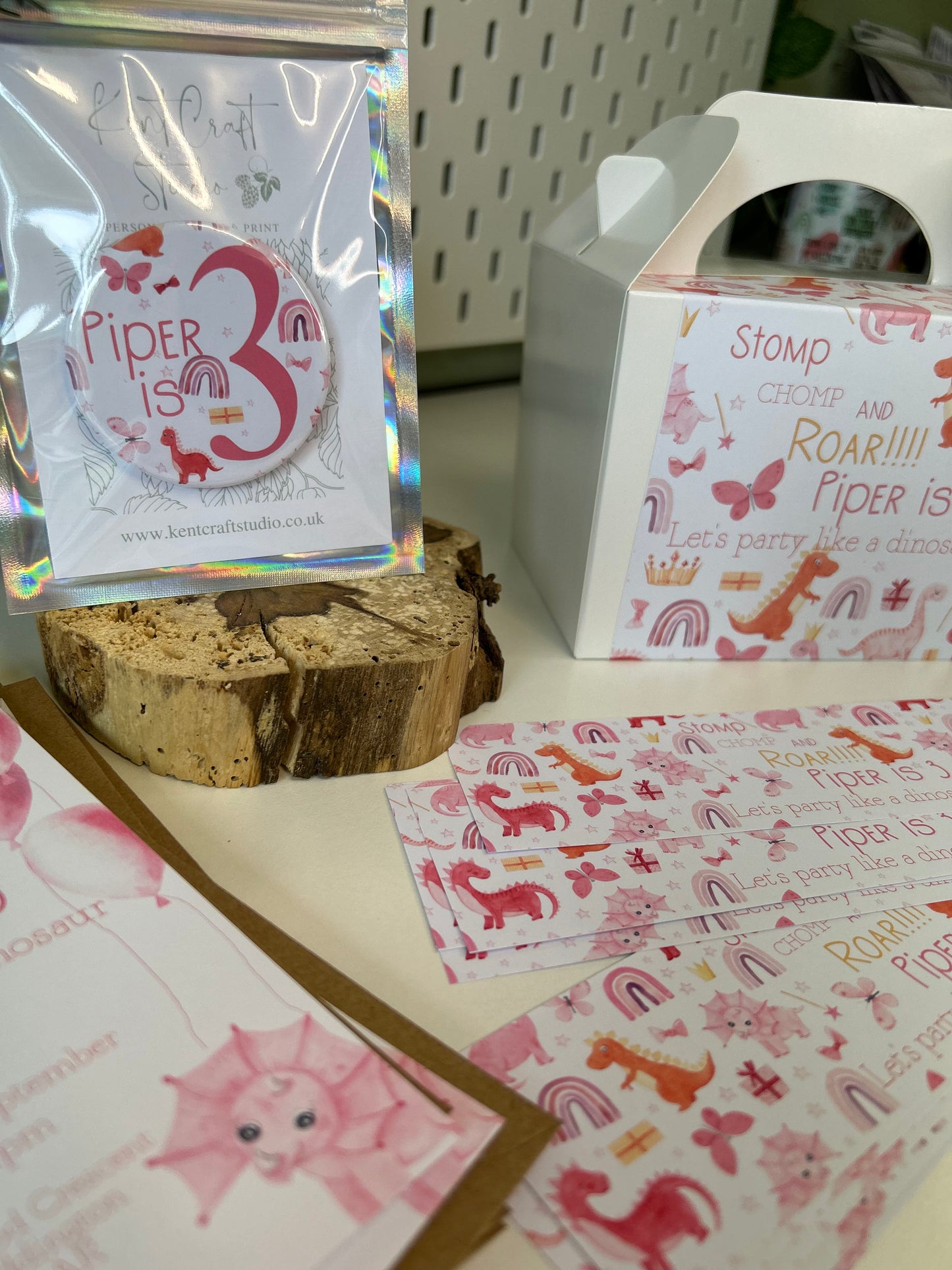Stomp, Comp & ROAR Girls Pink Dinosaur Party Boxes - Birthday Party