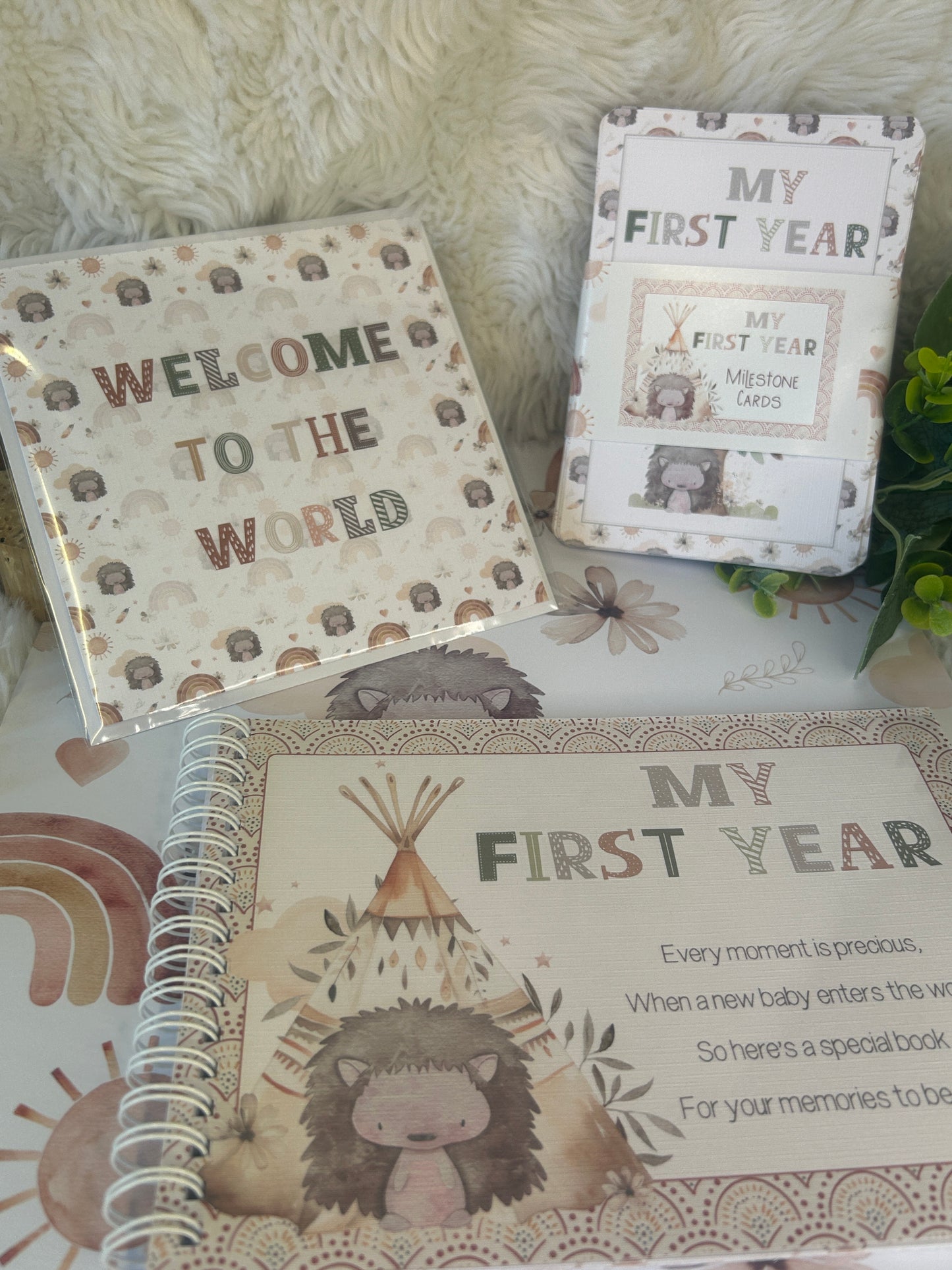 Welcome to the world, Hedgehog Boho Greetings Card, New Baby