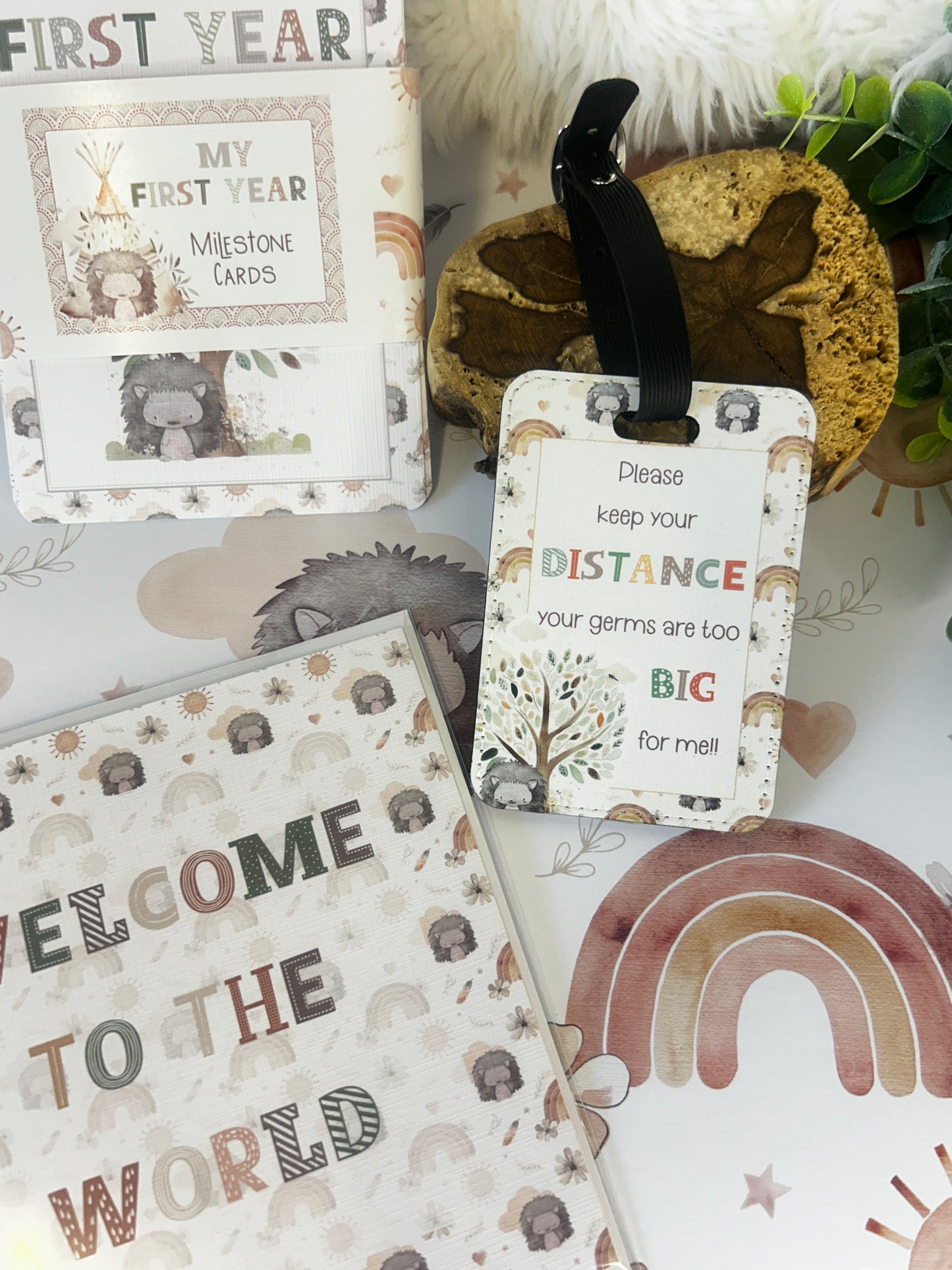 Welcome to the world, Hedgehog Boho Greetings Card, New Baby