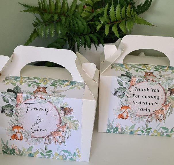 Woodland Animal Party Food Box - Personalised