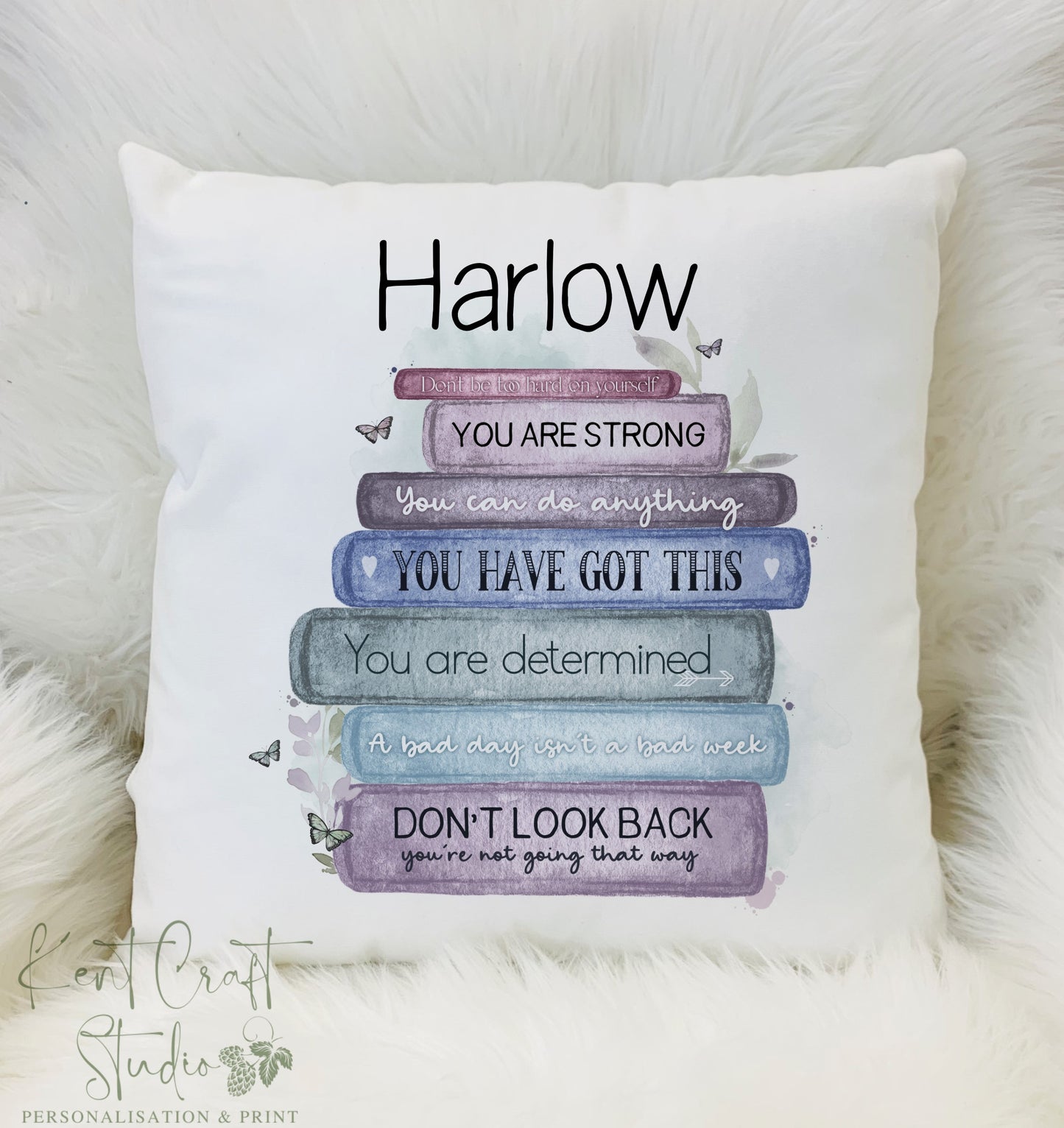 Personalised Purple Butterfly Positive Affirmation Inspiration Cushion Gift