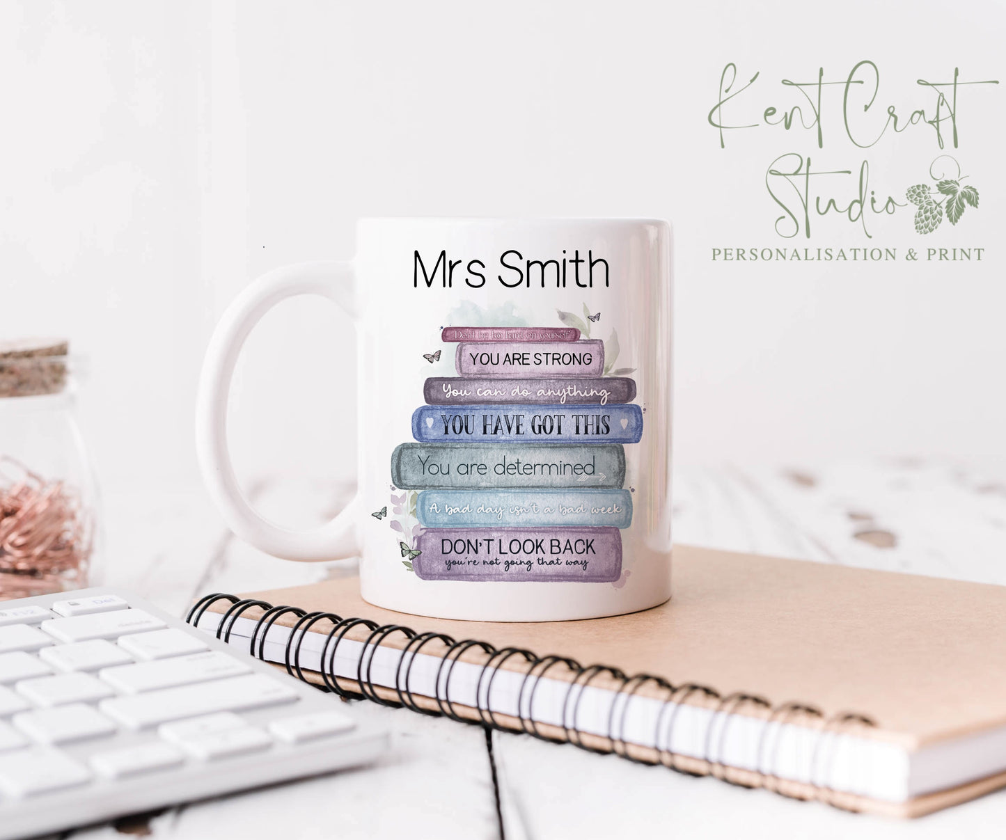 Personalised Pastel Butterfly Book Mug - Self Love - Affirmation - Inspirational