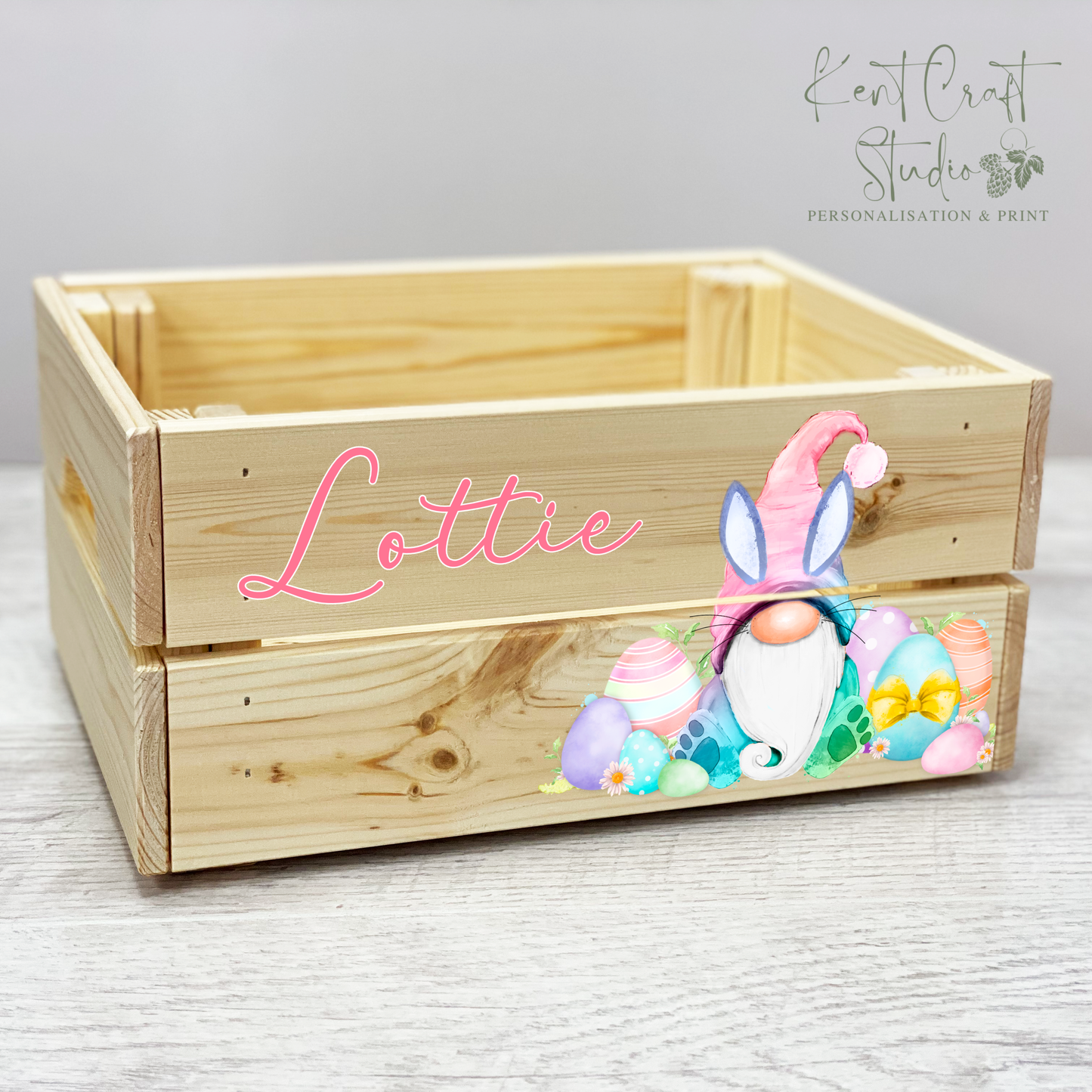 Personalised Easter wooden crate, Hamper gift box, Easter hamper