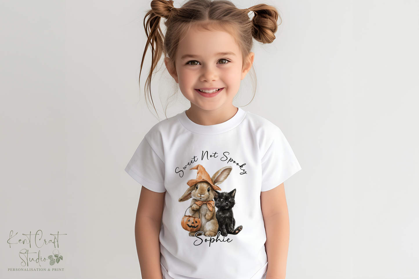 Personalised Halloween T-shirt, Cute bunny pumpkin