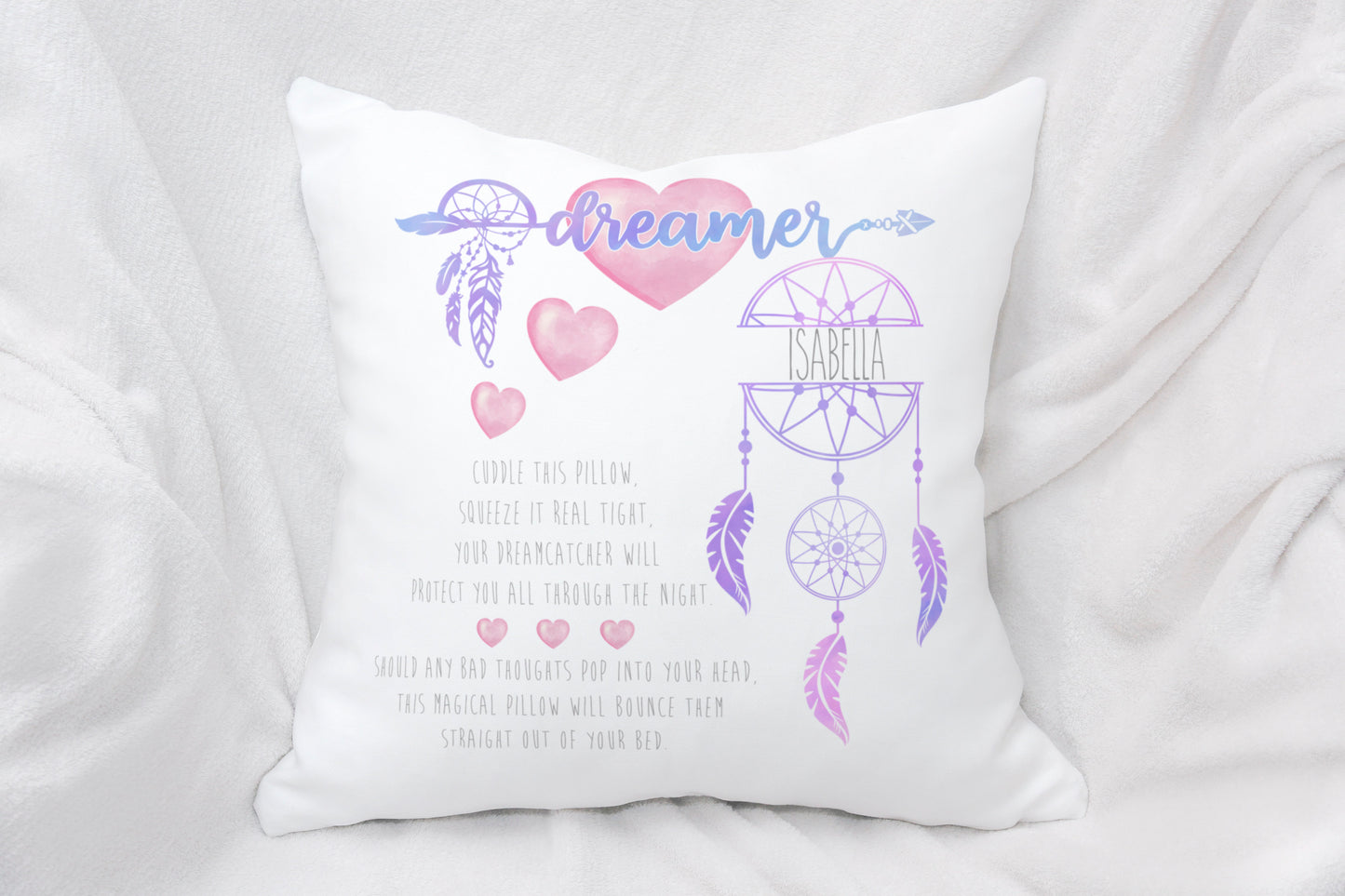 Personalised Dream Catcher Worry Cushion - Pink Or Blue