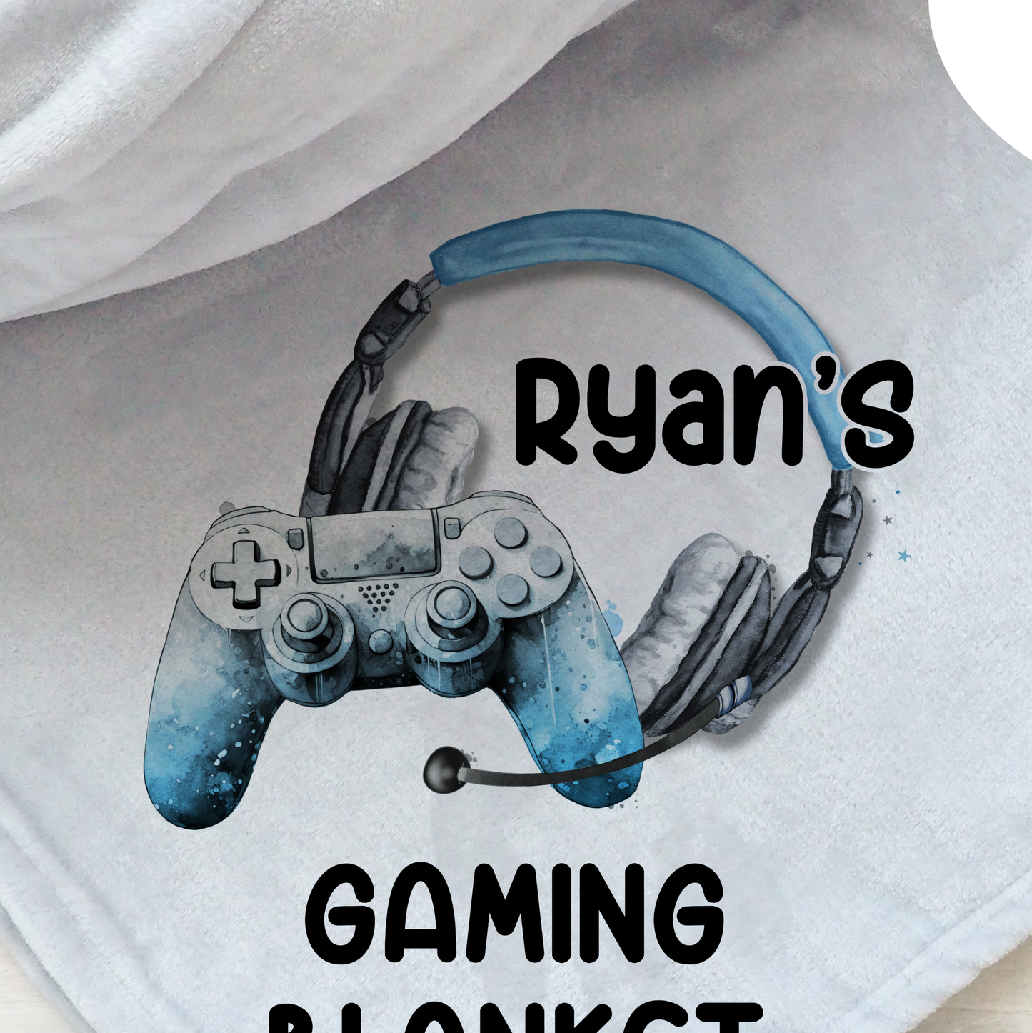Personalised grey gaming blanket, Teenager gift idea, Gaming bedroom accessories