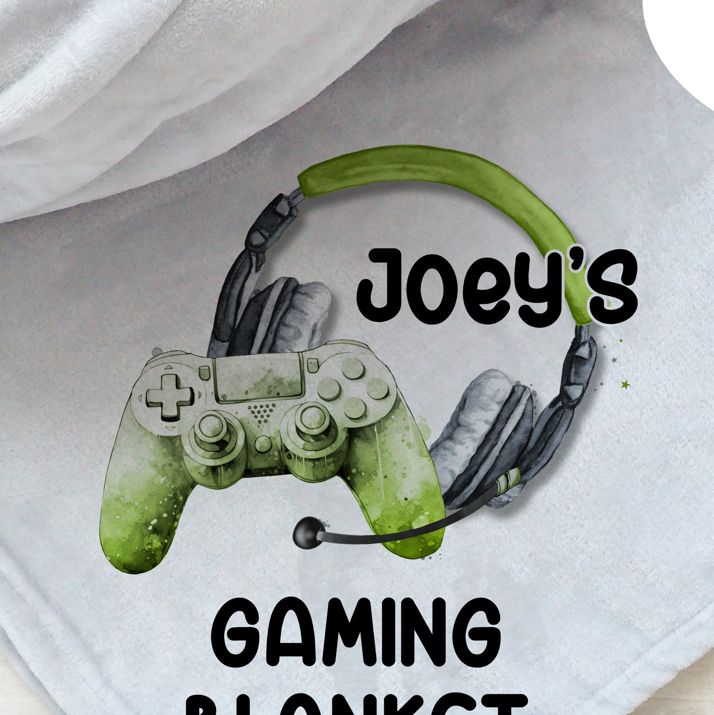 Personalised grey gaming blanket, Teenager gift idea, Gaming bedroom accessories