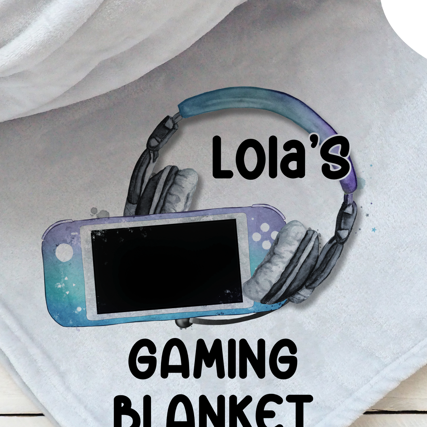 Personalised grey gaming blanket, Teenager gift idea, Gaming bedroom accessories