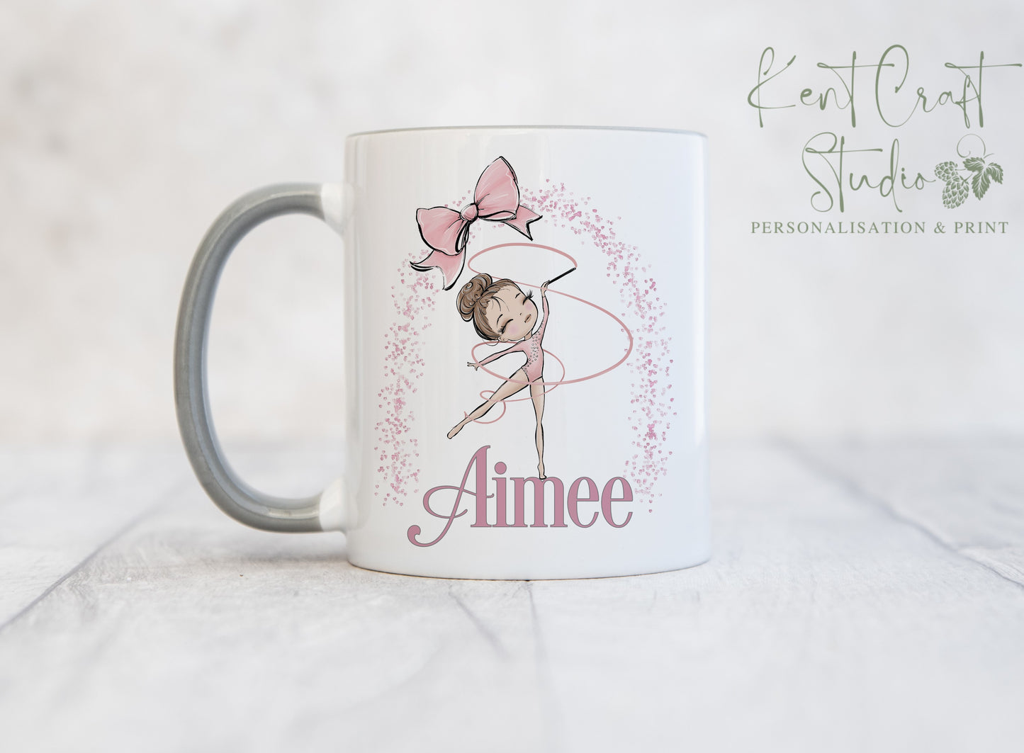 Personalised Rhythmic Gymnastics Gymnast Girl Grey Mug Gift