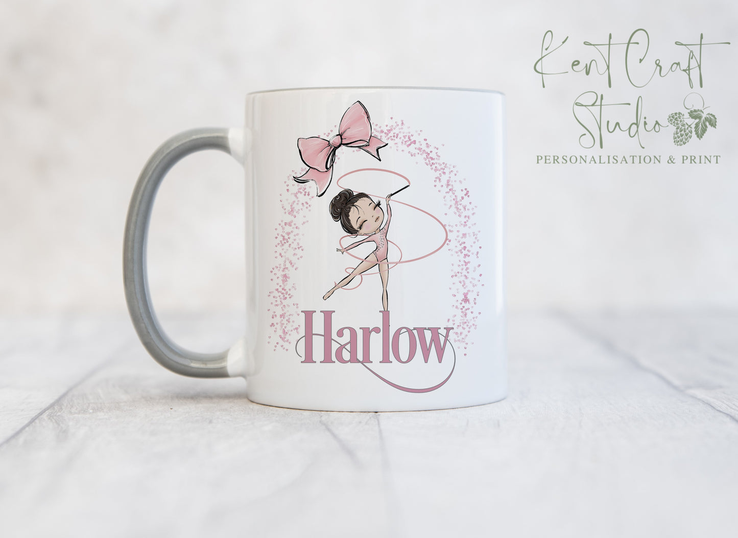 Personalised Rhythmic Gymnastics Gymnast Girl Grey Mug Gift