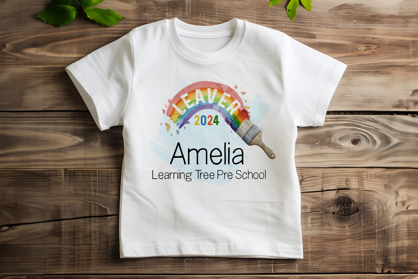 Personalised Nursery Graduation, Pre-School Leavers T-Shirt, Nursery Graduate Paintbrush Rainbow