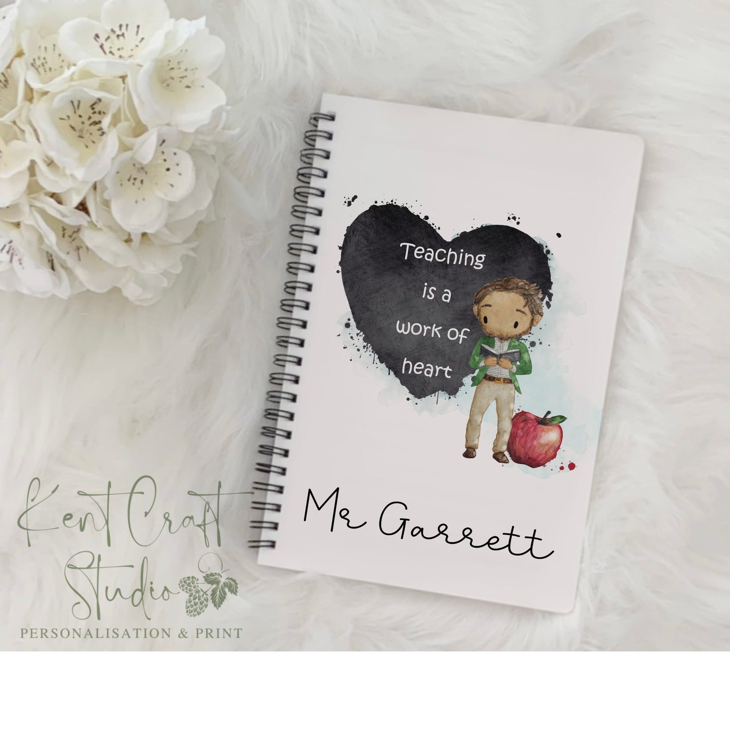 Personalised Teacher Santa Heart Notebook - Christmas Gift - Male or Female - P