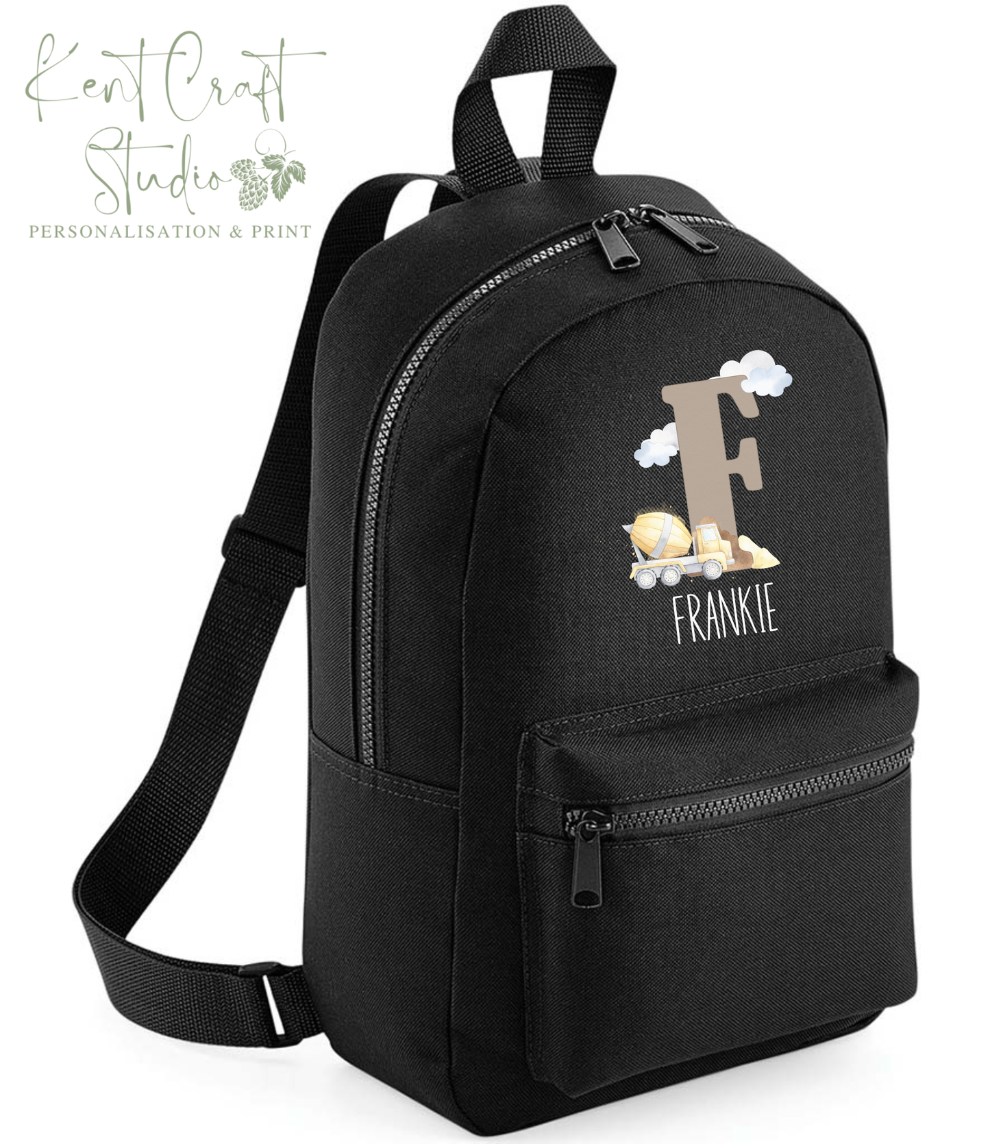 Personalised construction backpack, Kids school bag, Personalised rucksack, Back to school digger bag, Children's bags, Construction backpack