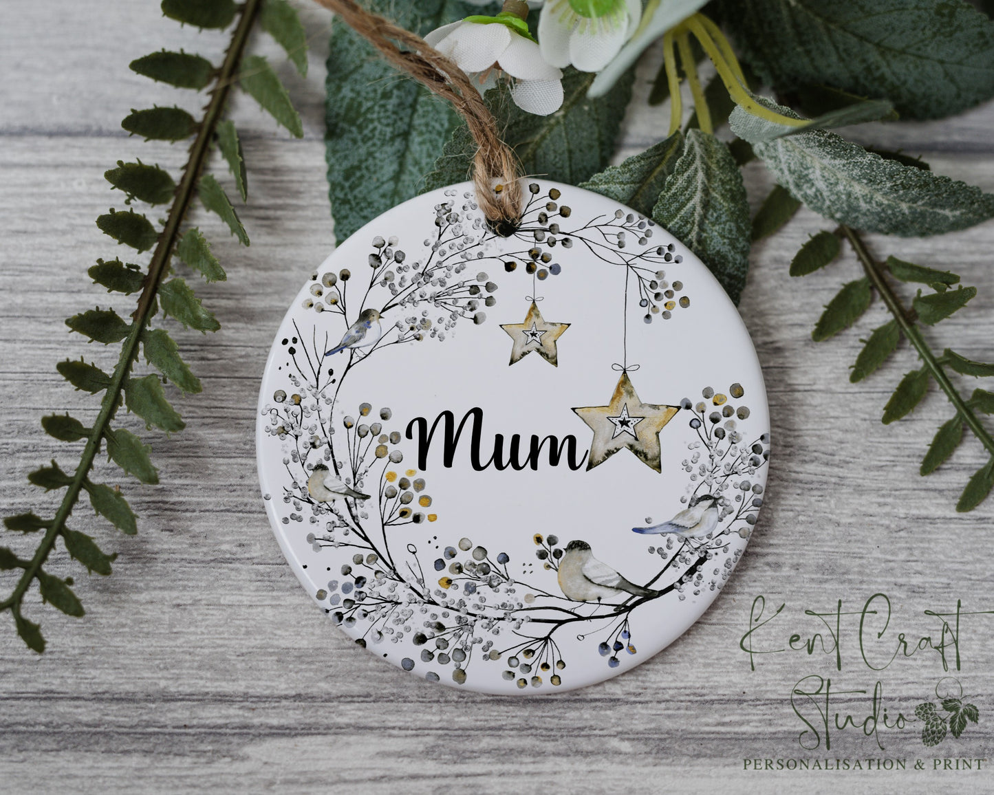 Personalised Remembrance Christmas Ornament - Ceramic - Mum - Dad