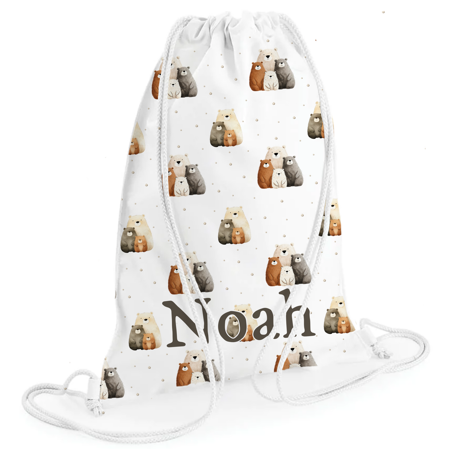 Personalised Teddy Bear Drawstring Gym PE Swim, Storage Bag