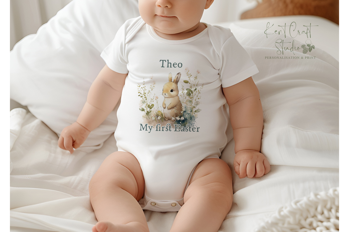 First Easter vintage baby vest, Personalised Easter romper, Baby grow, First Easter gift