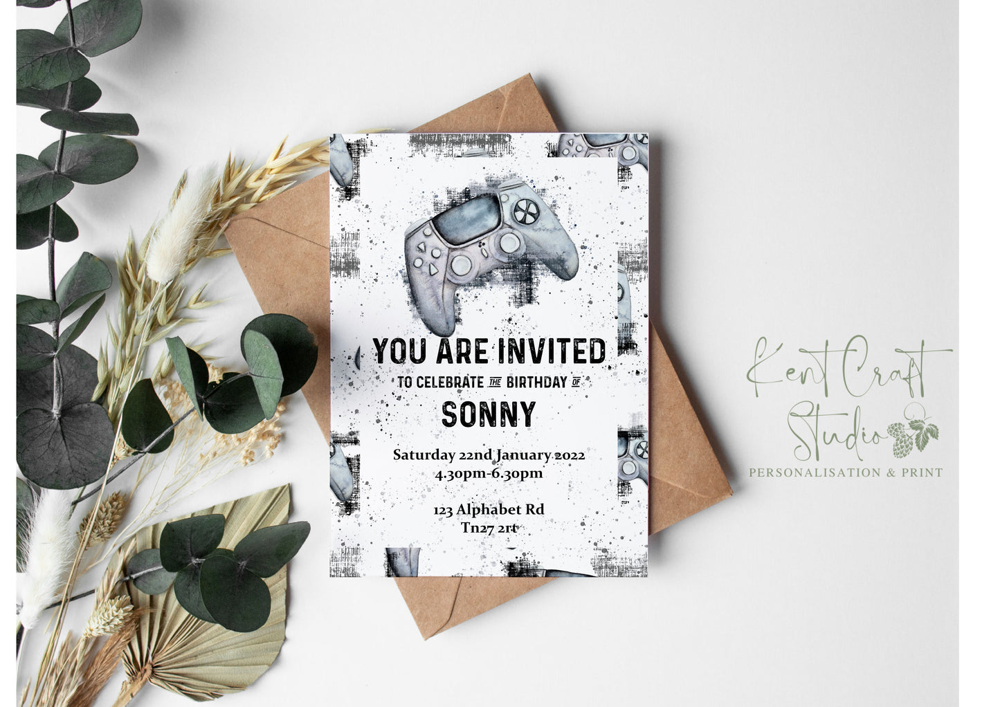 Personalised Abstract Gaming Controller Party Invitations