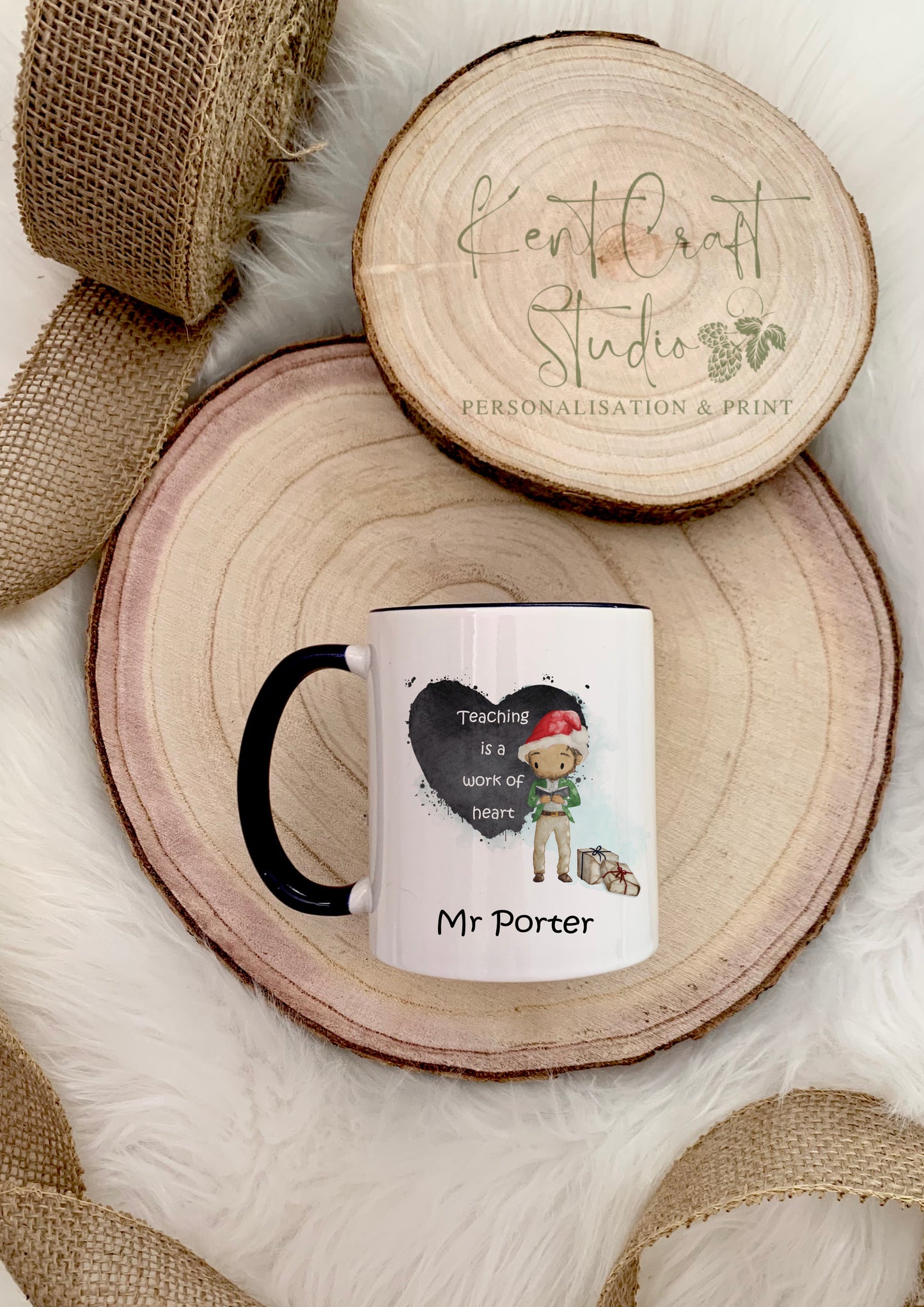 Personalised Male Female Teacher Christmas Mug - Santa - Gift