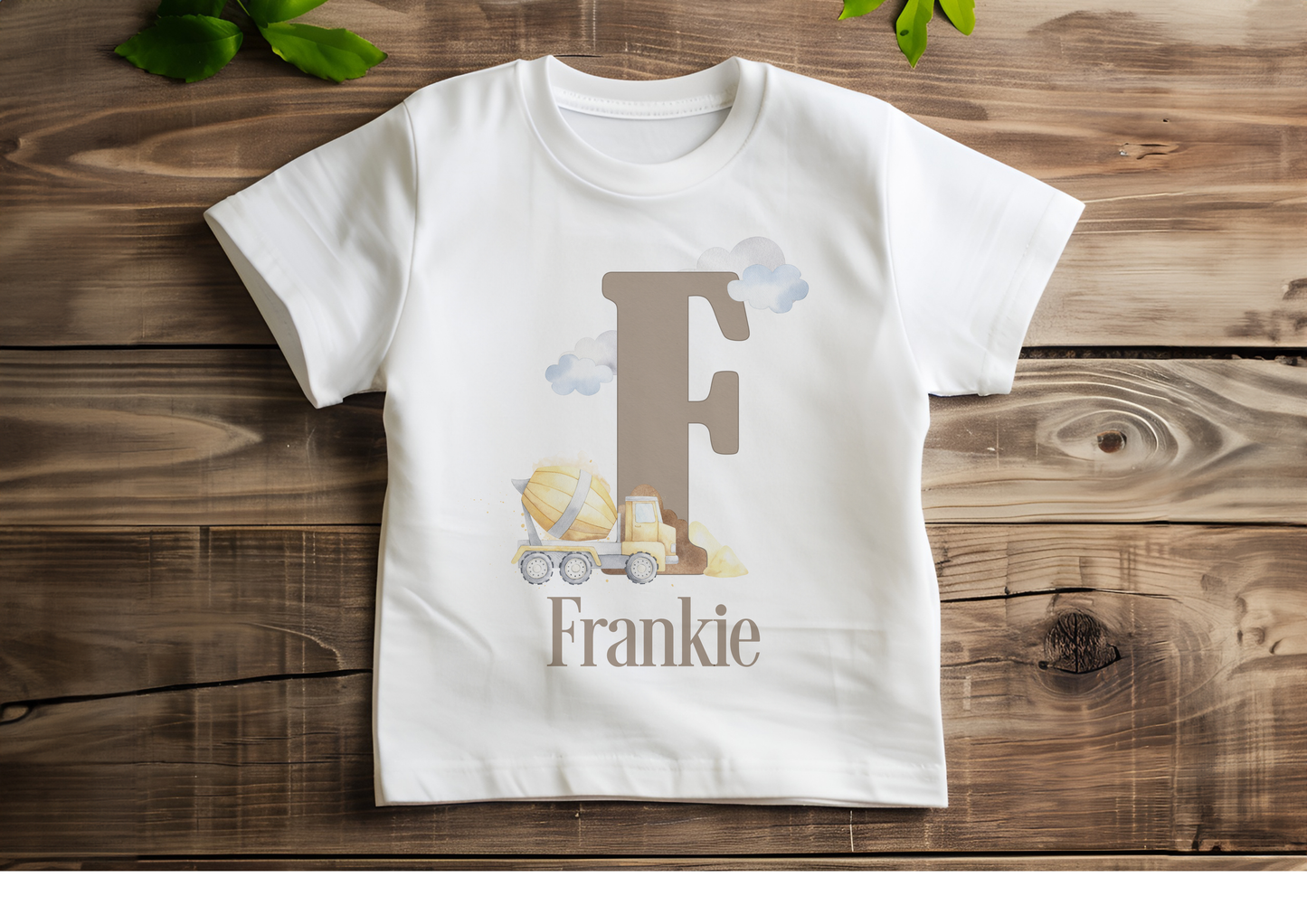 Personalised Neutral Construction Alphabet T-shirt