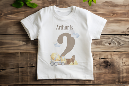 Personalised Construction Birthday T-shirt, Neutral Digger, When I Wake Up Tee