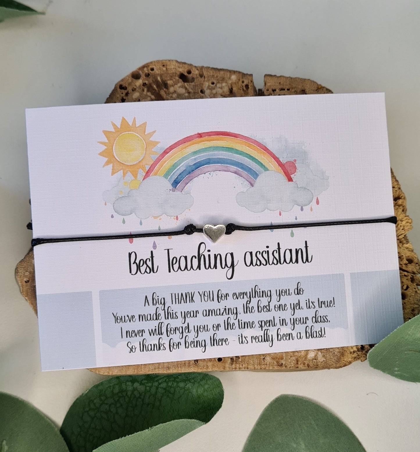 Best Teacher Thank You Wish Bracelet - Teaching Assistant Charm String Bracelet