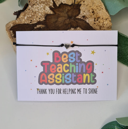 Best Teacher Thank You Wish Bracelet - Teaching Assistant Charm String Bracelet - Personalised Gift