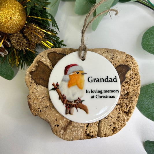 Personalised Remembrance Christmas Robin Hanging Ornament -  Any Name