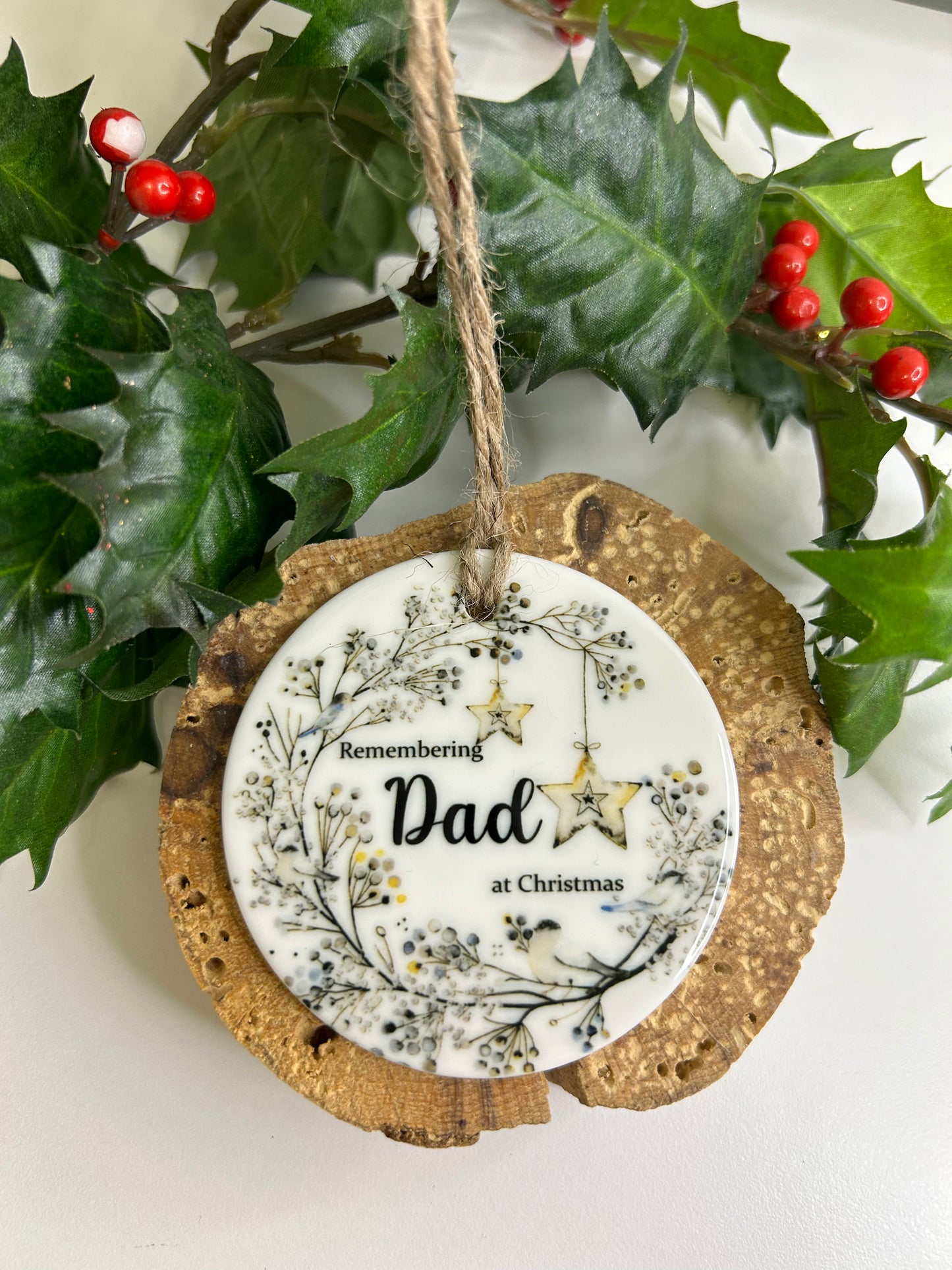 Personalised Remembrance Christmas Ornament - Ceramic - Mum - Dad