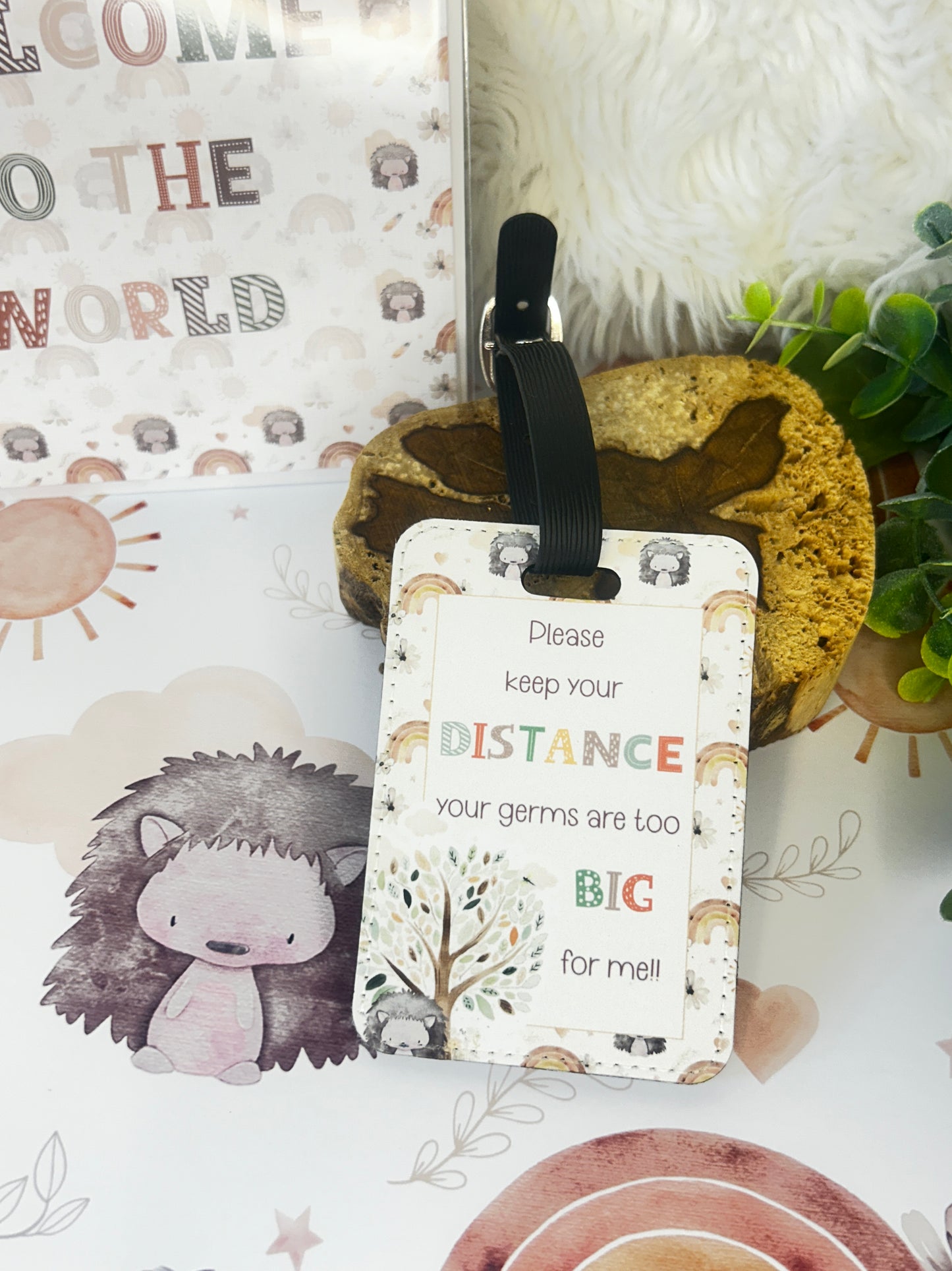 Hedgehog germ tag, Pram tag, Please don’t touch sign, Baby gift, New baby, Preemie gift