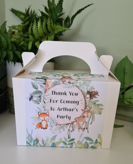 Woodland Animal Party Food Box - Personalised