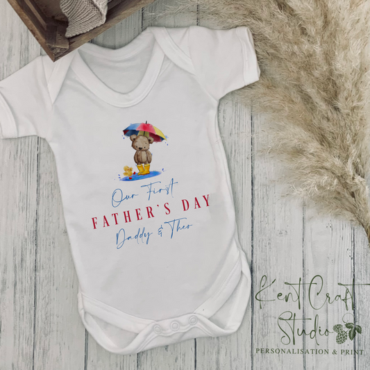 First Father’s Day Baby Vest, Teddy Bear Baby Grow, First Father’s Day Gift, 1st Father’s Day