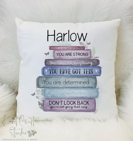 Personalised Purple Butterfly Positive Affirmation Inspiration Cushion Gift