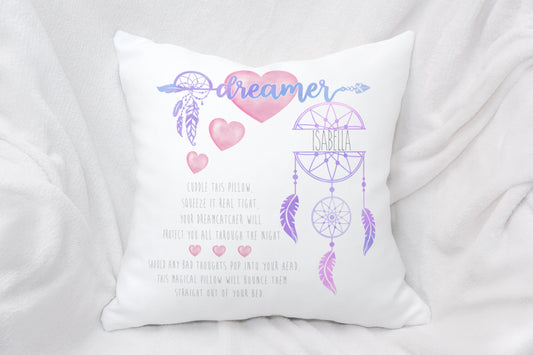 Personalised Dream Catcher Worry Cushion - Pink Or Blue