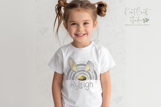 Personalised Easter rainbow T-shirt, Easter bunny clothing, Easter gift
