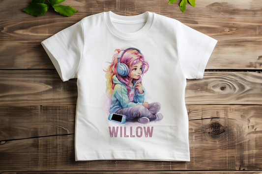 Personalised Gaming Girl's T-shirt, Girl Gamer