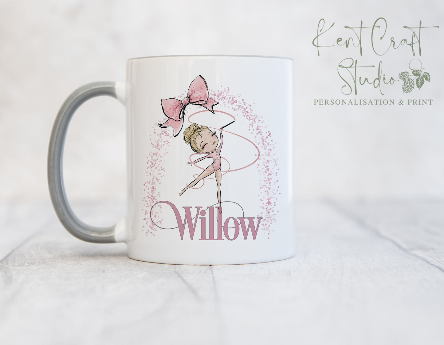 Personalised Rhythmic Gymnastics Gymnast Girl Grey Mug Gift