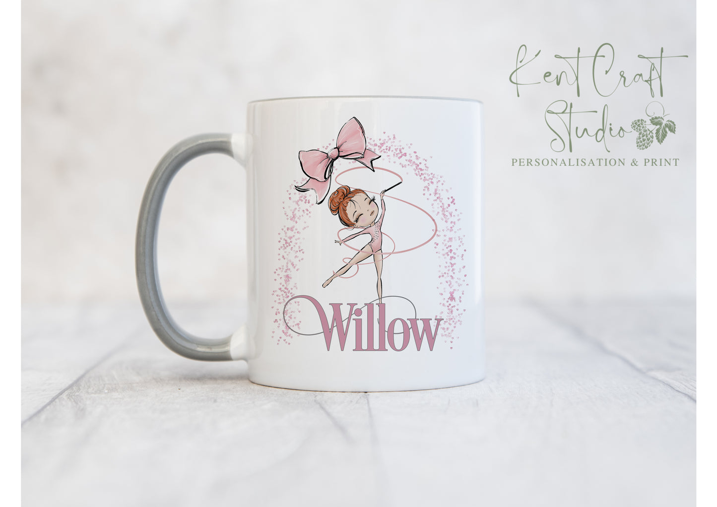 Personalised Rhythmic Gymnastics Gymnast Girl Grey Mug Gift