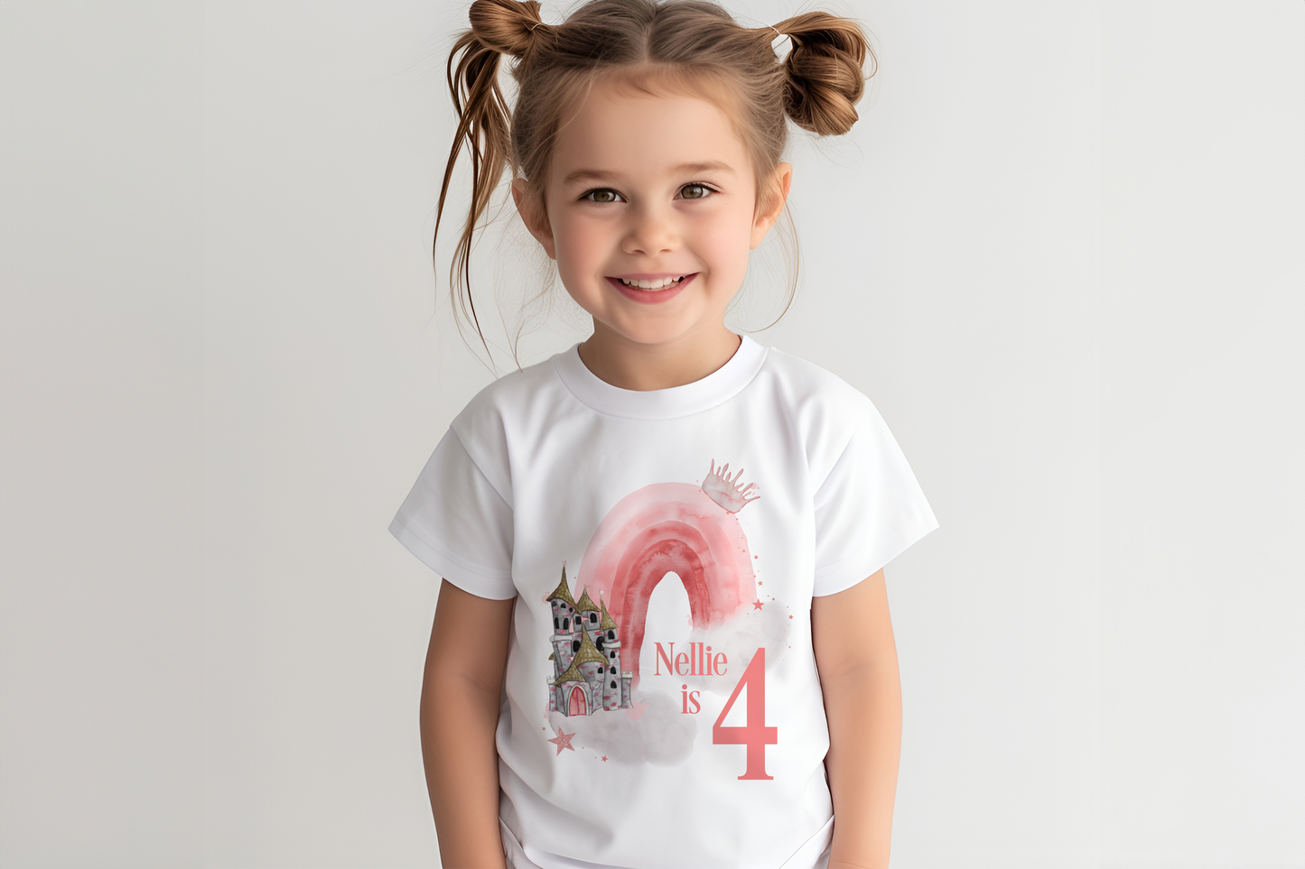 Personalised Princess Castle Birthday T-shirt, Pink Rainbow, When I Wake Up Tee
